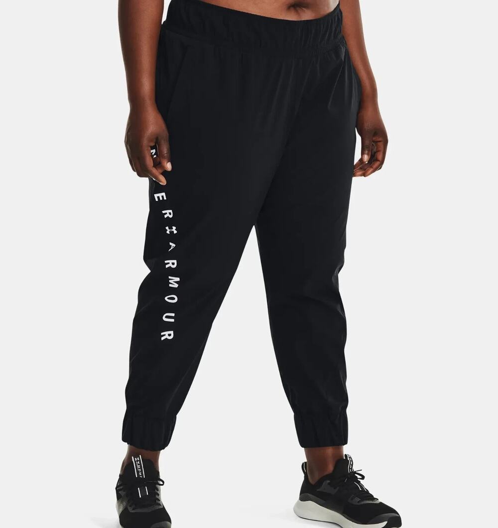 NWT Under Armour Storm Women's UA Woven Branded Pants Plus Size 1X Black 1354339